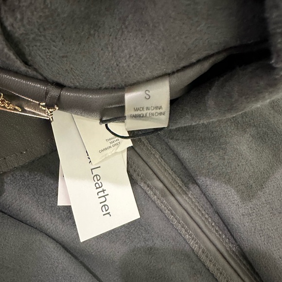 T. Tahari Faux Suede Leather Waterfall Open Front Vest Grey size Small - Picture 8 of 16